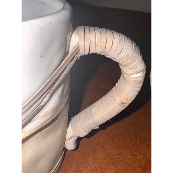 Set Of 2 Ceramic Mugs With Wrapped Handles Rustic Design Hand Wash Only - Picture 2 of 7